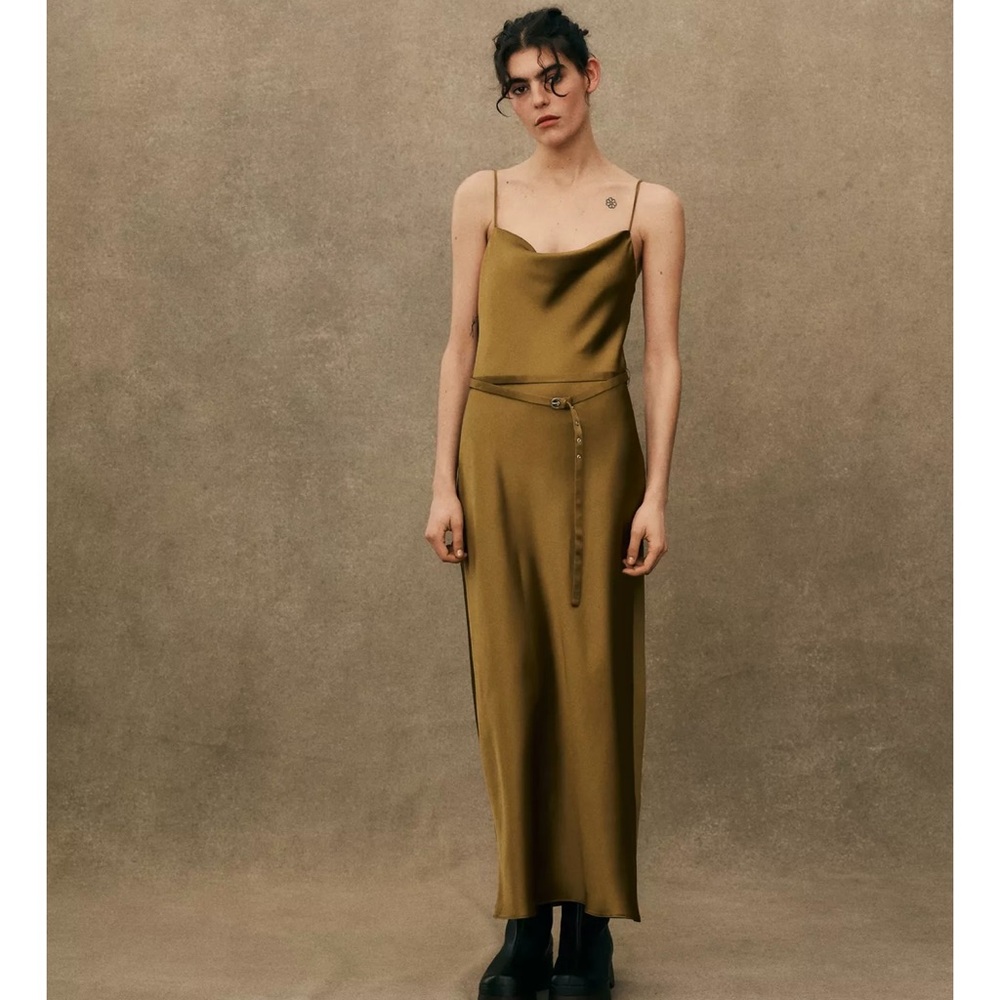 ❌SOLD❌ ZARA SATIN DRESS WITH BELT